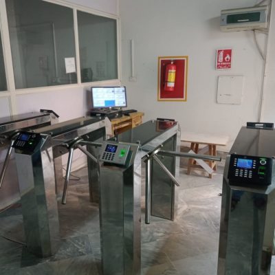 tripod turnstile installed with access control system