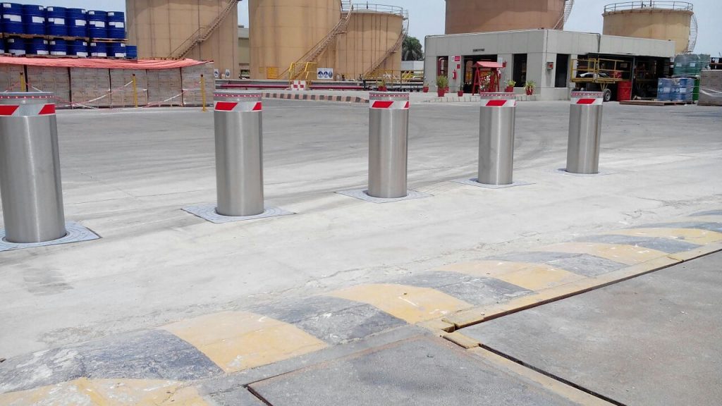 automatic bollards installed at Mol pakistan in karachi