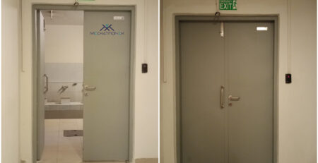 mecahtronix crafted two mat silver color fire proof doors