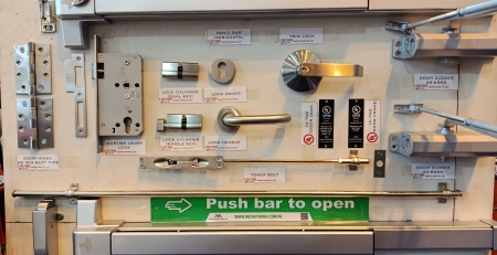 the picture shows complete ul listed fire door accessories making it complete fire resistant