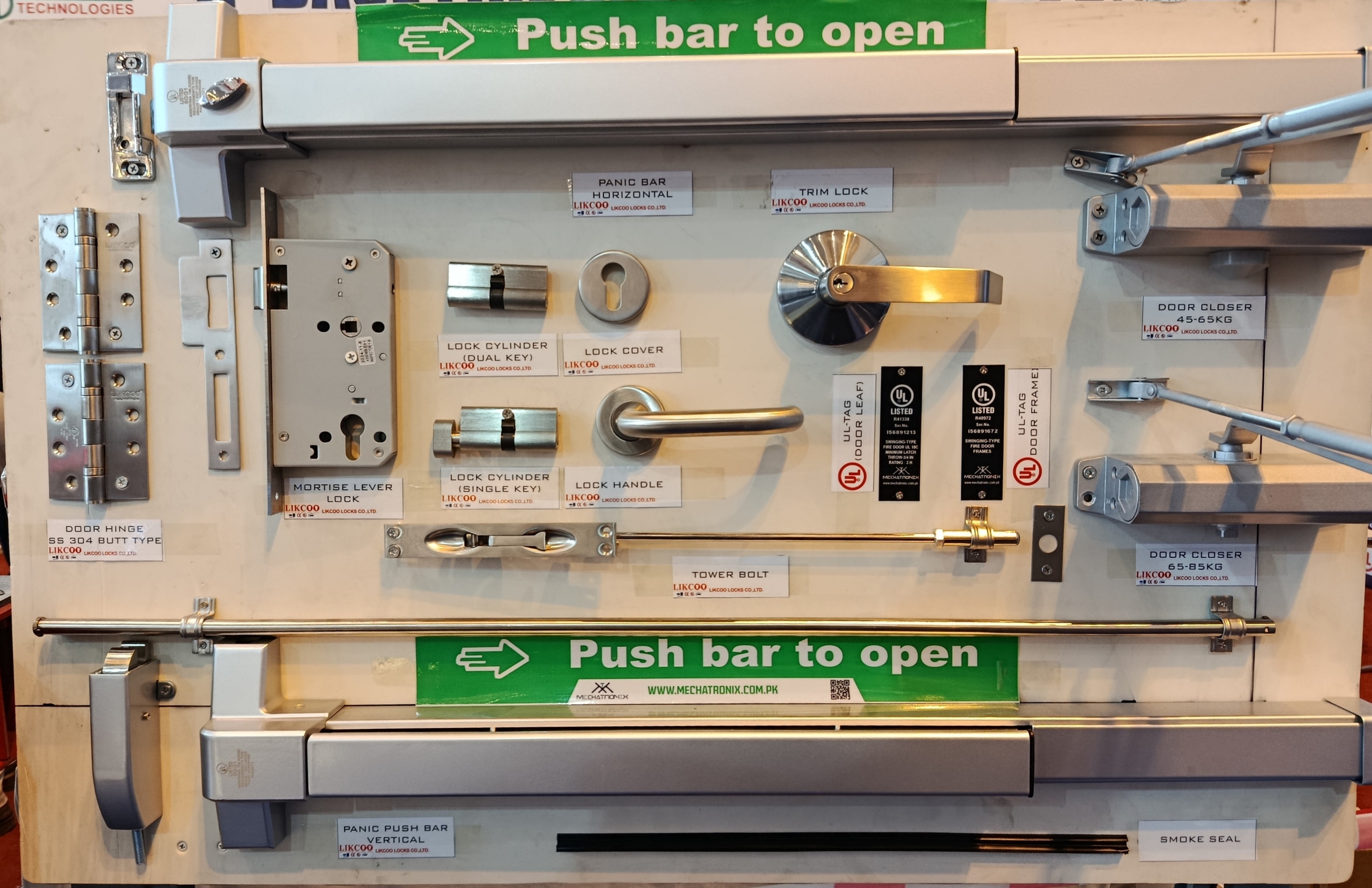 the picture shows complete ul listed fire door accessories making it complete fire resistant